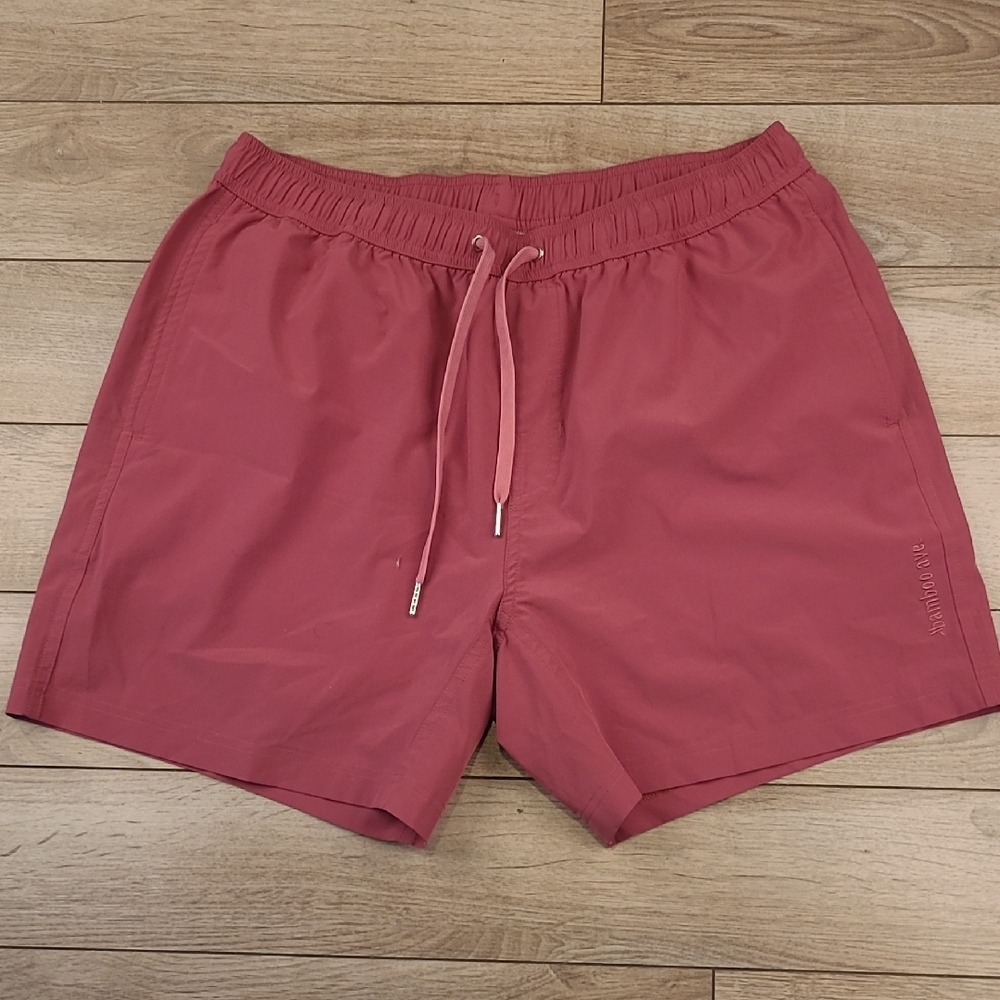 BAMBOO AVE Solid Dark Pink Sz Large Mens Athletic Performance Workout‎ Shorts